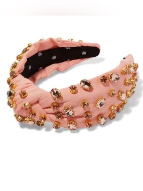 Lele Sadoughi Coral Pink Jeweled Knotted Headband